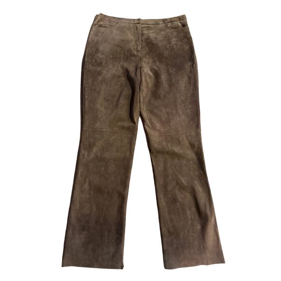 Vintage Kenneth Cole reaction suede leather retro brown high rise lined pants 10 - Picture 3 of 16